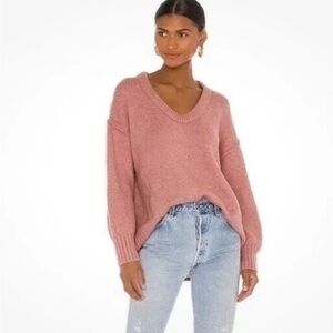 Free People Brookside Oversized Dolman Reverse Seam Tunic Sweater Sz L